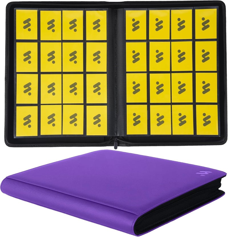 MORABTO Premium 1000+ Pockets Card Binder,16 Pockets Trading Card Binder Ringless Side Loading Trading Card Album Folder for TCG - Dark Purple - Image 1